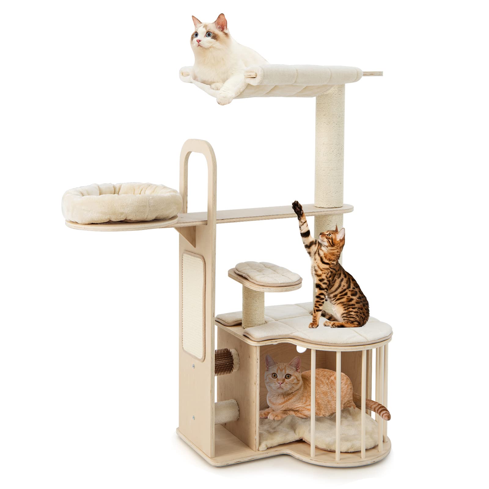Arbre à chat Tangkula pour chats d'intérieur, centre d'activités à plusieurs niveaux de 140 cm avec hamac
